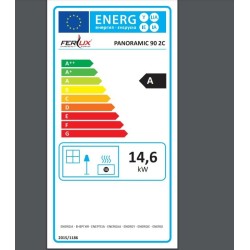Inserção de madeira Ferlux Panoramic 90 Angle com 2 lados envidraçados 18 kW