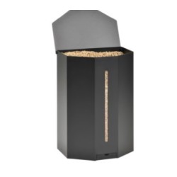 Quartz Wood Pellet Storage with Castors Black Frosted Nineteen Design