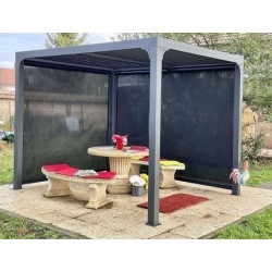 Pergola bioclimatique 7.20 m2 Habrita 2 stores côté latéral Aluminium