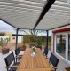 Pergola bioclimatica Habrita 21,5 m2 Alluminio antracite e tetto con doghe ecru