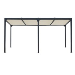 Pergola bioclimatique Habrita 21.5 m2 Aluminium anthracite et toit avec lames écru