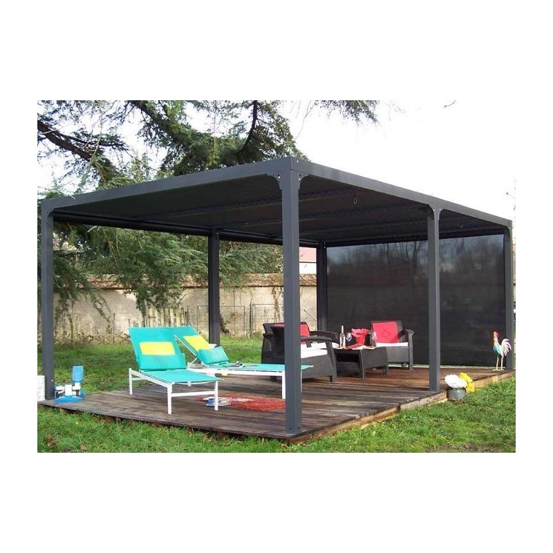 Bioklimatische Pergola Habrita 21,5 m2 Aluminium und Vorhangseite 3.6