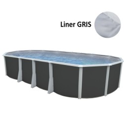 Piscine hors sol TOI Ibiza ovale 730x366x132 avec kit complet anthracite