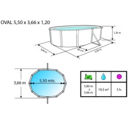 Oberirdischer Pool TOI Mallorca oval 550x366 mit komplettem Kit Anthrazit