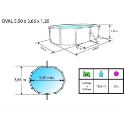 Oberirdischer Pool TOI Mallorca oval 640x366xH120 mit komplettem Kit Weiß