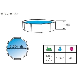 Piscine hors sol TOI Magnum ronde 350x132 avec kit complet Anthracite