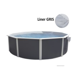Oberirdischer Pool TOI Magnum rund 350x132 mit komplettem Kit Anthrazit