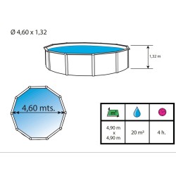 Oberirdischer Pool TOI Magnum rund 460x132 Kompakt Anthrazit