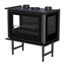 Inserção de madeira 3 lados envidraçado Bronpi Paris 90-3-C 14kW com turbina