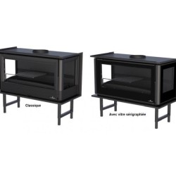 Inserção de madeira 3 lados envidraçado Bronpi Paris 90-3-C 14kW com turbina