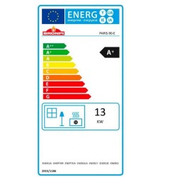 Inserto de madera de esquina acristalada derecha Bronpi Paris 90-ED Vision 14kW con turbina