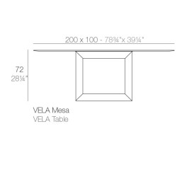 Mesa de jantar Vela 200 Vondom 300x100xH72 Branco