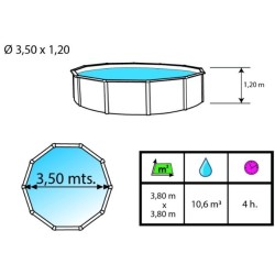 Above ground pool TOI Grey stone round 350xH120 with complete kit