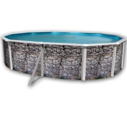 Oberirdischer Pool TOI Stone Grey oval 550x366xH120 mit komplettem Kit