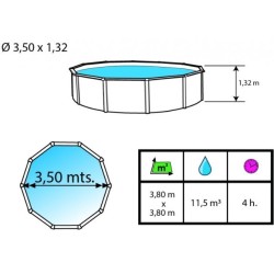 Piscina elevada TOI Magnum redonda 350x132 Antracita
