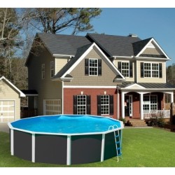 Oberirdischer Pool TOI Magnum rund 460x132 Anthrazit mit Sicherheitsleiter