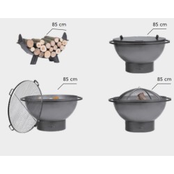 Kongo Cook King Premium Brasero de Jardín 85cm con 4 Accesorios