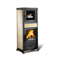 Fogão a lenha com forno Nordica Extraflame Rossella mais creme de 6,5kW