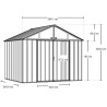Abri de Jardin en Métal Habrita 299x249x h249 Toit double pente