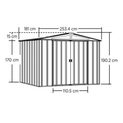 Habrita Metall-Gerätehaus 313x242xh198 mit Doppelschiebetür