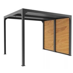 Pergola Bioclimática Habrita antracite alumínio 7,20 m2 ventosas imitação madeira