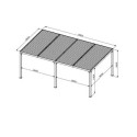 Pérgola bioclimática Habrita aluminio 21,52m2 antracita con 3 paneles imitación madera
