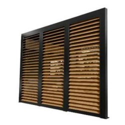 Bioclimatic pergola Habrita aluminum 21.52m2 anthracite with 3 panels imitation wood