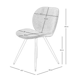 Lot de 2 Chaises Repas Ania Tissu Rouille Piétement Métal Noir VeryForma