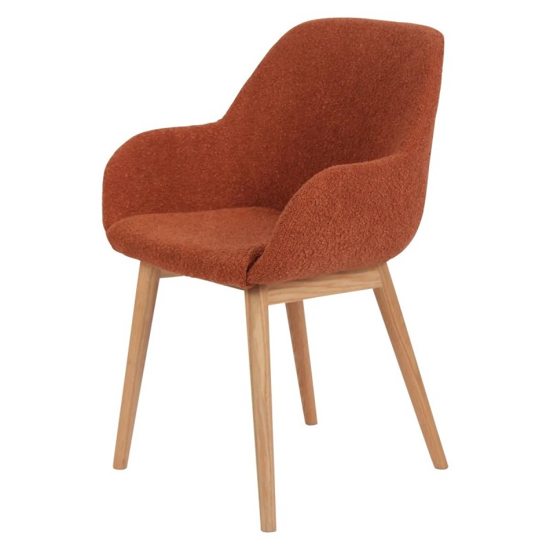 Lot de 2 Fauteuils Repas Tea effet bouclette Terracotta avec Piétement Chêne massif VeryForma. Lot de 2 Fauteuils Repas Tea effet bouclette Terracotta avec Piétement Chêne massif VeryForma.
