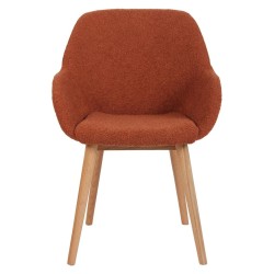 Juego de 2 sillones de harina de té efecto rizo de terracota con base de roble macizo VeryForma.