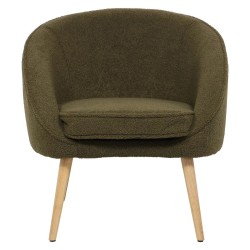 Poltrona Fira efeito cacho base Khaki Seringueira maciça VeryForma