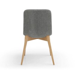 Lot de 2 Chaises Repas Aty tissu Gris clair Piétement Frêne naturel VeryForma