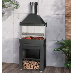 BarBecue Ferlux su mattoni refrattari e mobili in acciaio con Hotte