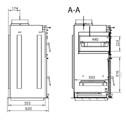 Barbecue Four Ferlux Pratic 80 à encastrer en acier avec portes vitrées