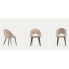 Set 4 Sedie in Velluto Beige con Schienale Ergonomico Gambe Nere KosyForm