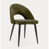 Set 4 Sedie in Velluto Verde con Schienale Ergonomico Gambe Nere VeryForma