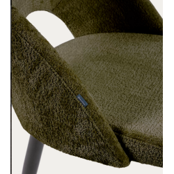Set 4 Sedie in Velluto Verde con Schienale Ergonomico Gambe Nere VeryForma