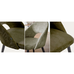 Set 4 Sedie in Velluto Verde con Schienale Ergonomico Gambe Nere VeryForma