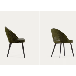 Set mit 4 grünen Samtstühlen mit ergonomischer Rückenlehne schwarze Beine VeryForma