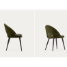 Set mit 4 grünen Samtstühlen mit ergonomischer Rückenlehne schwarze Beine VeryForma