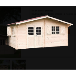 Abri de jardin en Bois madriers 42mm Nancy Habrita 20m2