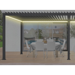 Pergola Bioclimatique électrique aluminium rubans LED 18 m2