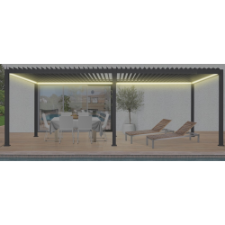 Pergola Bioclimatique électrique aluminium rubans LED 18 m2