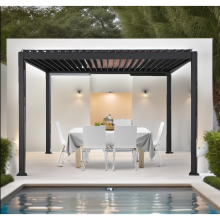Pérgola Bioclimática Eléctrica Tiras LED de Aluminio 12m2