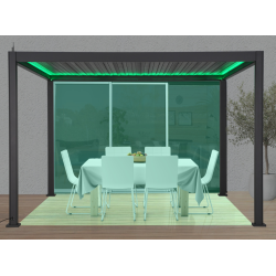 Pergola Bioclimatique électrique aluminium rubans LED 12m2
