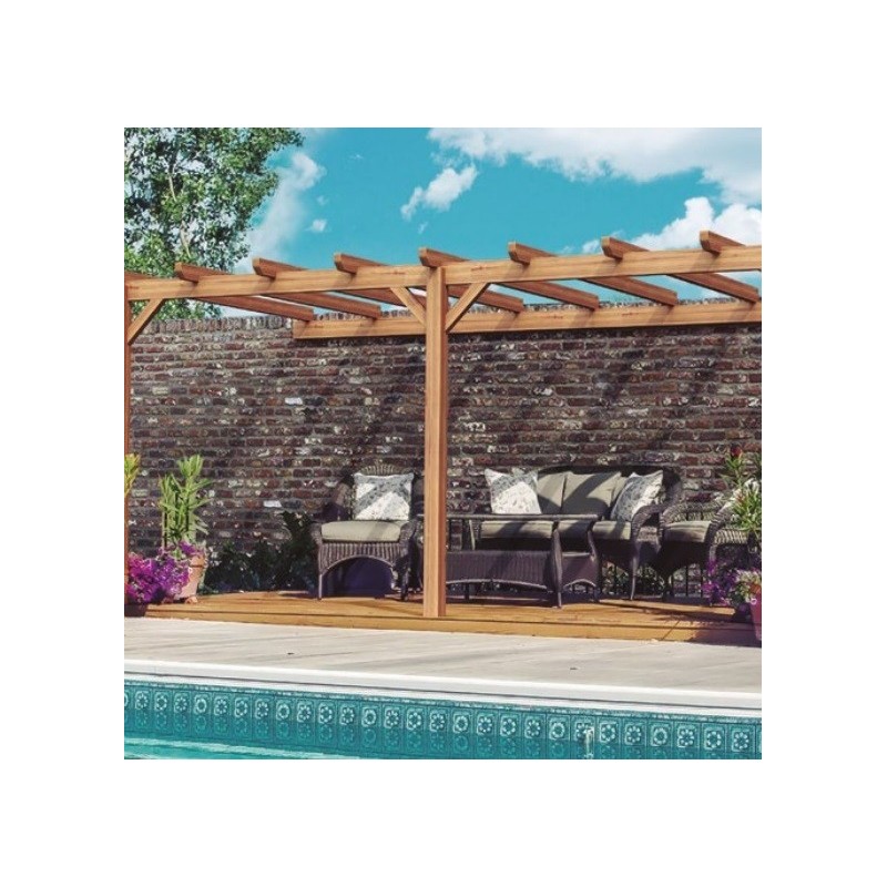 Anlehnpergola aus rohem Holz Palma 3x3m 9m2 Anlehnpergola aus rohem Holz Palma 3x3m 9m2