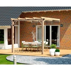 Lean-to pergola in raw wood Cadiz 4x3m 12m2
