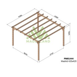 Pergolato autoportante in legno massello Madrid 4,20x4,20m 17m2
