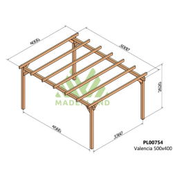 Pergolato autoportante in legno massello Valencia 500x400m 20m2