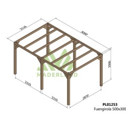 Pergolato autoportante in legno Fuengirola 500x300cm 15m2